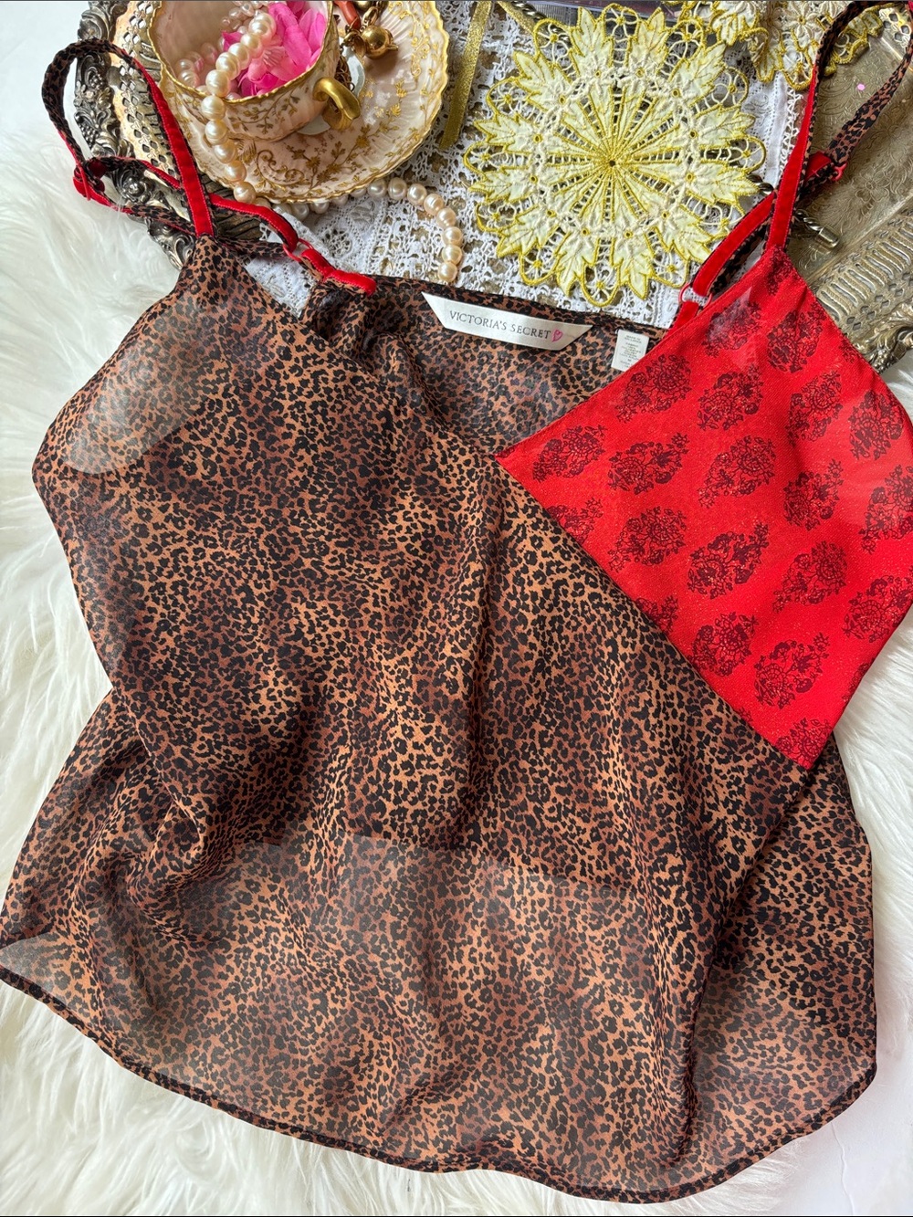 Vintage 90s Victoria’s Secret Animal Print Leopard Camisole Tank Top Cami Baddie
